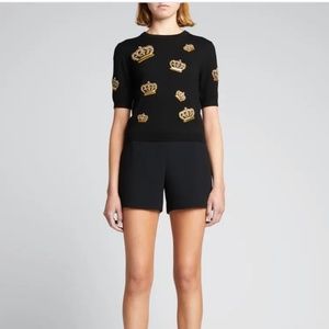 Alice + Olivia -Gold Crowns Short Sleeve Sweater-NWT size S